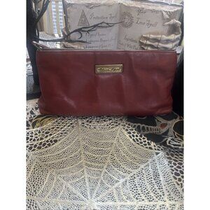 Eitenne Aigner Clutch Wine Burgundy Leather Vintage Purse, Make-up Bag, Handbag